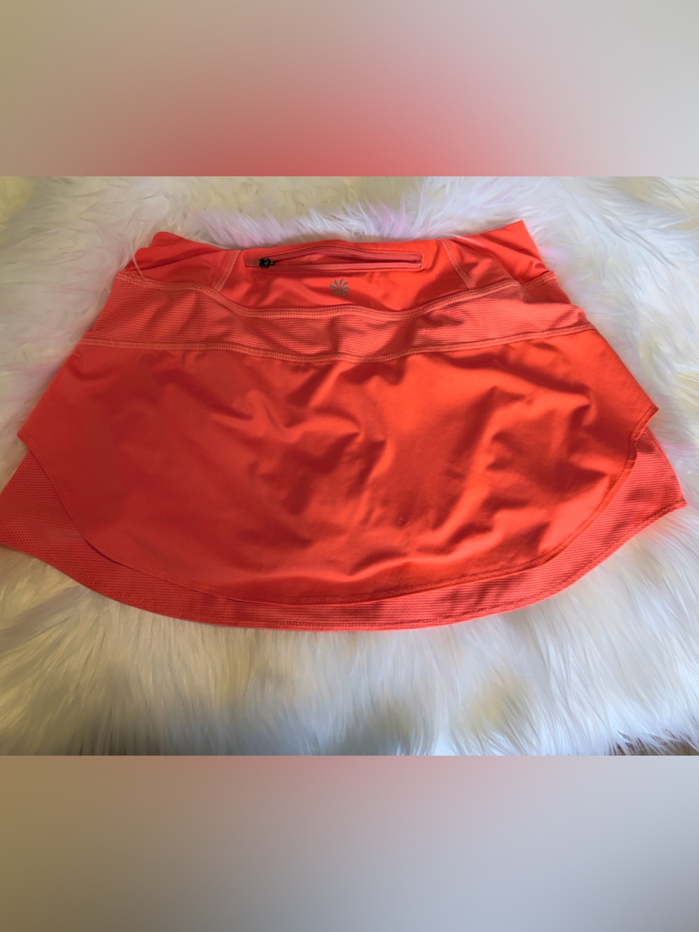 Athleta Bustle Skort Neon Orange Size XS EUC Tennis Golf Athletic Ruffle Skirt